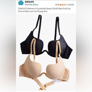 Set of 2- ZUKULIFE Deep U Multi-Way Push Up Bras - Size 36C